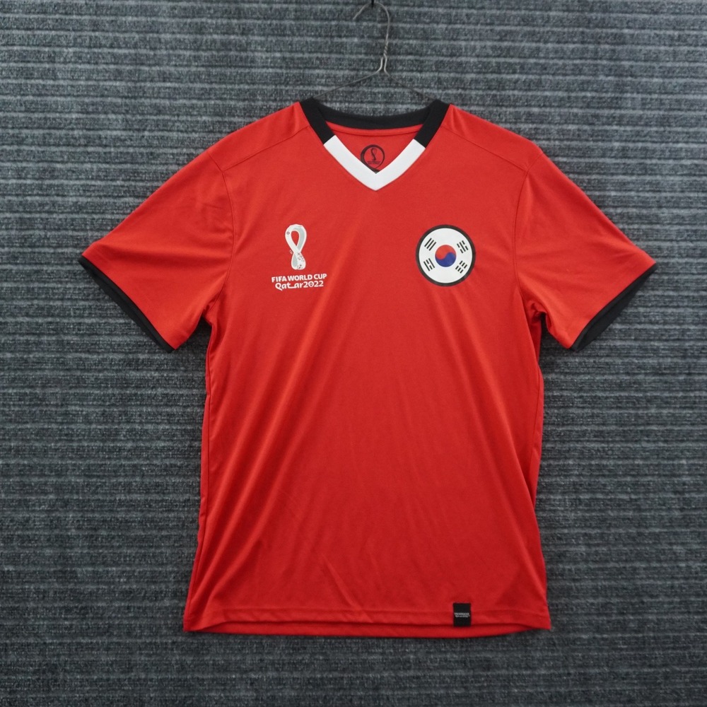 FIFA World Cup Qatar 2022 South Korea Jersey Mens Medium Red Soccer Shirt V-Neck